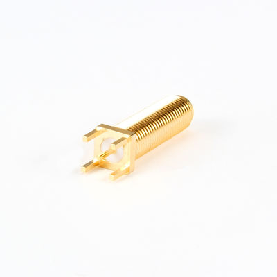 Brass / Gold Plating Female PCB Mount Connector For RF Signal Connection